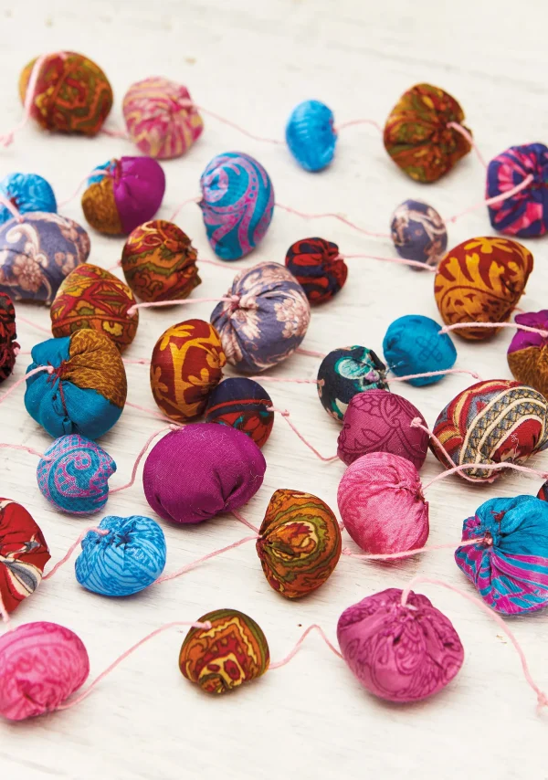 Recycled sari pom-pom bunting